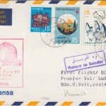 Japan - Lufthansa 1st-flight Tokio - Kuwait 1971 Umstellung Fernoststrecke R!