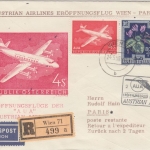 Österreich - AUA Firstflight Wien - Paris 1958 Einschreibebrief