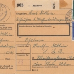 DR - 50+25 Pfg. AH Paketkarte Auhausen - Weißenhorn 18.3.44