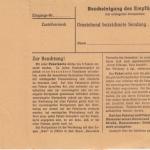 DR - 50+25 Pfg. AH Paketkarte Auhausen - Weißenhorn 18.3.44