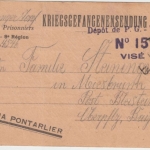 Frankreich - Kriegsgefangenenkarte Vordruck Lager Tours n. Miesbrunn 1917