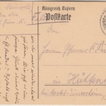 Bayern - Grosssteinhausen 1916 K1 Feldpostkarte n. Hüttenheim