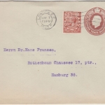 England - 1/2 P. George V. Perfin + Ganzsache London - Hamburg 1923