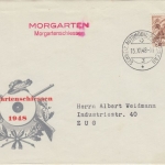 Schweiz - Morgartenschiessen 1948 SST Schmuckkuvert Automobil Postbureau 3
