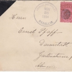 Kolumbien - 10 C. Wappen Brief Medellin - Darmstadt 1894