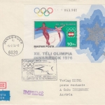 Ungarn - AUA Sonderflug Budapest Wien Innsbruck 1976 Block Eiskunstlauf