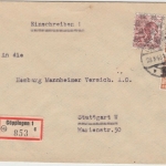 Bizone - 60 Pfg. Arbeiter/Netz u.a. Einschreibebrief Göppingen - Stuttgart 1948