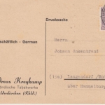 AM-Post - 3 Pfg. dt. Druck Drucksachenkarte Kaldenkirchen - Langendorf 1946