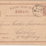 DR - Berlin P.A.17 K1 1/2 Gr. Brustschild Ganzsache n. Carlsberg 1874