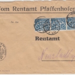 Bayern - 3x20 Pfg. Staatswappen Dienstbrief Pfaffenhofen - Neustadt a/D 27.5.20