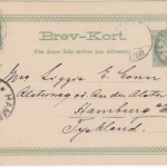 Norwegen - Vestbanern Post Exp. Bahnpost 5 Ö. Ganzsache + Zusatz 1890 n. Hamburg
