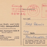 DDR - Berlin 1975 5 Pfg. AFS BEWAG Energie Drucksache Ortskarte