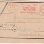 All.Bes. - Frankfurt a/M 16 1946 100 J. Andreae Noris Zahn AG teilaptierter AFS