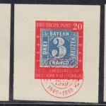 BRD - 100 J dt. Briefmarke Satz 3 Pracht-Briefstücke roter ESST München 30.SEP49