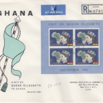 Ghana - Queen Elizabeth Visit Blockausgabe Schmuck-Kuvert Accra 13.11.61