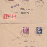 SBZ - Persönlichkeiten Satz u.a. 6 Einschreibebriefe Adorf - Zweibrücken 1949