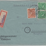 All.Bes./Kontrollrat - 42 Pfg. Ziffer waagr. Paar u.a. Einschreibebrief Eisleben