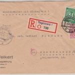 All.Bes./Kontrollrat 84 Pfg. Ziffer u.a. Einschreiben Rückschein Magedeburg 1947