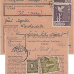 All.Bes./Kontrollrat - 2x2 M. Taube u.a. Wertpaketkarte Berchtesgaden 1948