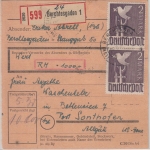 All.Bes./Kontrollrat - 2x2 M. Taube u.a. Wertpaketkarte Berchtesgaden 1948