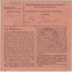 All.Bes./Kontrollrat - 45 Pfg Ziffer Paar Paketkarte Wolfratshausen Eglfing 1948