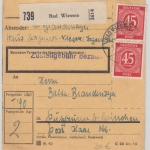 All.Bes./Kontrollrat - 2x45 Pfg. Ziffer Paketkarte Bad Wiessee Putzbrunn 1948