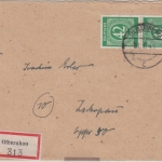 All.Bes./Kontrollrat - 2x42 Pfg. Ziffer Einschreibebrief Olbernhau Zschopau 1946