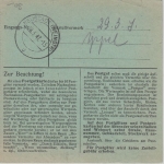 All.Bes./Kontrollrat - 80 Pfg. Ziffer Paketkarte Bernhausen - Neusadt a/H. 1947