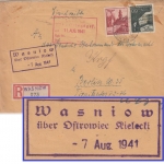 Gen.Gouv. Polen - 24+60 Gr Bauwerke Einschreibebrief Landpoststelle Wasniow 1941