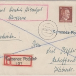 Dt. Bes. Ukraine - 30+24 Pfg. AH Einschreibebrief Notstempel Kamenz-Podolsk 1941