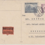Böhmen & Mähren - 4 K. Freimarke u.a. Expresskarte Silberberg - Krnsko 1941