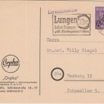 Berlin - 6 Pfg. Schwarzaufdruck Drucksachenkarte Pharma Berlin - Hamburg 1949
