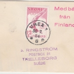 Finnland - 12 M. Olympiade Briefchen n. SCHWEDEN Med bat fran Finland 1954
