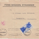 Norwegen - 30 Ö. Sunn-Fjord Zensurbrief Stavanger - Hainewalde 1940