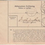 Norwegen - 3x20 Ö. Wappenlöwe Paketkarte Skien - Öyfjell 8.9.45