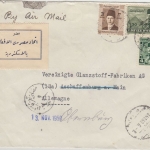 Ägypten - Alexandrien 1950 Luftpostbrief n Aschaffenburg Weiterleitung Obernburg