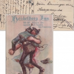 USA - 2 C. Panama Canal farbige Werbekarte Heidelberg Inn San Francisco 1913