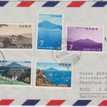 Japan - 6x15 Y. Nationalparks u.a. Luftpostbrief i.d. SCHWEIZ Higashinada 1970