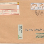 BRD - 2x300 Pfg. Frauen Einwurf-Einschreibebrief bis 500g Leuna - Straubing 1999