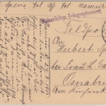 LP Belgien - Kaiserlisches Telegraphenamt L1 Feldpostkarte Namur Osnabrück 1915