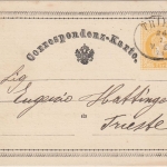 Österreich - 2 Kr. Ganzsache Fr. Joseph priv. Zudruck Ortskarte Triest 26.7.1871