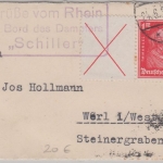 DR - x+15 Pfg. Kant Zusammendruck Briefchen Rhein-Schiffspost Dampfer Schiller