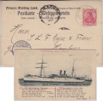 DR - Deutsche Seepost Ostasiatische Hauptlinie AK Postdampfer Preussen 1904