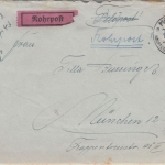 DR - 20 Pfg AH Ortsbrief Rohrpost München 14.7.43 "Rucksackbrief" (Fp.Nr. 41546)