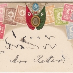 DP Türkei - 20 P. a. 10 Pfg. Germania Briefmarken-Prägekarte Constantinopel 1906