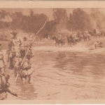DSWA - Legen des Feldtelegraphen Künstlerkarte Kolonial-Krieger-Spende ca. 1910