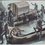 DSWA - Okovangofluss Übersetzen Ochsenwagen farb. AK ungelaufen ca. 1905/10