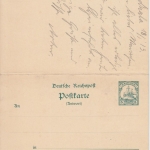 Kamerun - 5/5 Pfg. Schiffszeichnung Ganzsache Doppelkarte Duala - Emden 1913