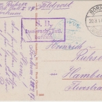 DR - Borkum 1917 SB Inselwach-Btl. + Zensurstempel Feldpostkarte n. Hamburg