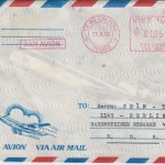 Vietnam - 1050 D. Gebühren-Freistempel Luftpostbrief Ho-Chi-Minh City 21.8.90